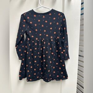 Toddler Girl Black Orange Halloween pumpkin jack-o’-lantern dress long sleeve 4T